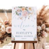 Hargrove Blue Floral Vrijgezellenfeest Welkomstbor Poster