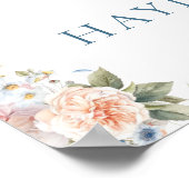 Hargrove Blue Floral Wedding Welkomstbord Poster (Hoek)