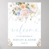 Hargrove Blue Floral Wedding Welkomstbord Poster (Voorkant)