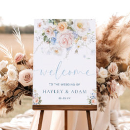 Hargrove Blue Floral Wedding Welkomstbord Poster