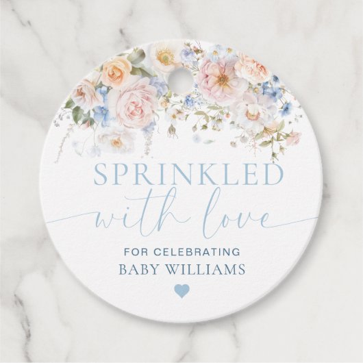 Hargrove Bue Baby shower besprenkeld met liefde Bedankjes Labels (Voorkant)