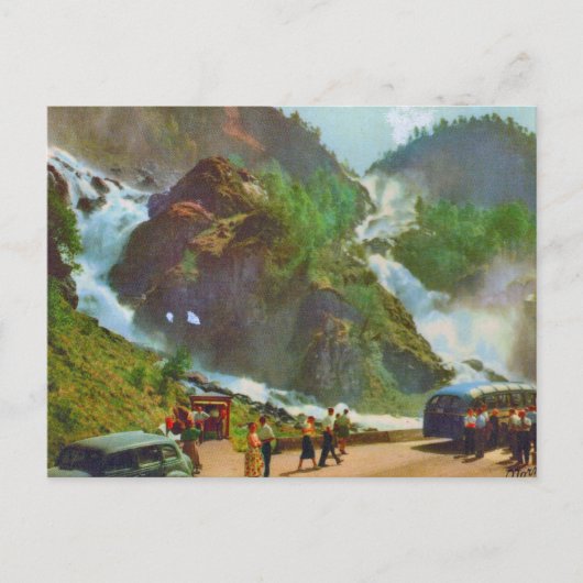 Harhazard, Latefoss waterfall, Noorwegen, Vintage Briefkaart (Voorkant)