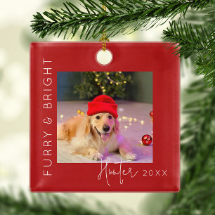 Harig & Helder Kerstboom met huisdierfoto Metalen Ornament