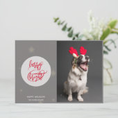 Harig & Helder | Naam & Foto op maat | Gelukkig Feestdagenkaart (Staand voorkant)