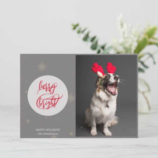 Harig & Helder | Naam & Foto op maat | Gelukkig Feestdagenkaart (Staand voorkant)