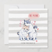 harige liefde kat koppel zijn mijn Valentijnsdag Feestdagenkaart (Voorkant)