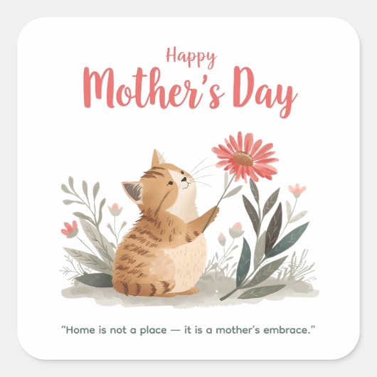 Harige Liefde op Moederdag Vierkante Sticker (Voorkant)