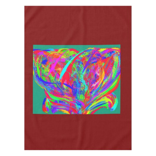 Harige regenboogkleurige bloem tafelkleed (Voorkant)