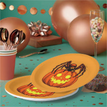 Harige Spin en Pompoen Jack o lantern Uitsnijding