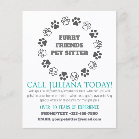 harige vrienden huisdier sitter klein bedrijf flyer (Voorkant)