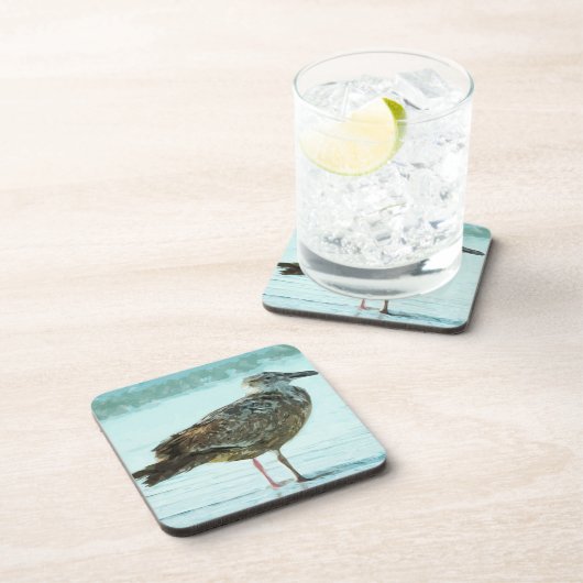 Haring Gull op Abstract strand Bier Onderzetter (Rechterzijde)