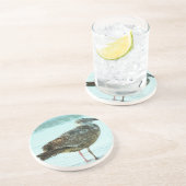 Haring Gull op Abstract strand Zandsteen Onderzetter (Zijkant)