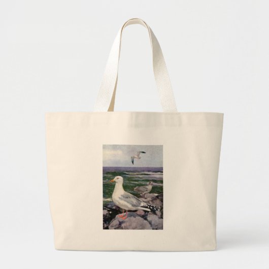 Haring Gulls op Rocky Shoreline Grote Tote Bag (Voorkant)