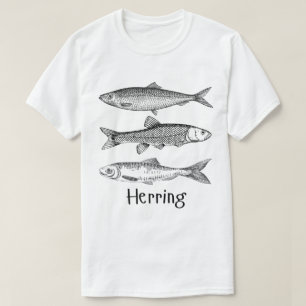 Haring vis, eenvoudige, minimale lijnkunst voor ma t-shirt