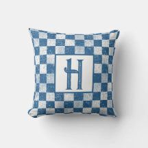 Haringbogen, monogram, blauw, wit