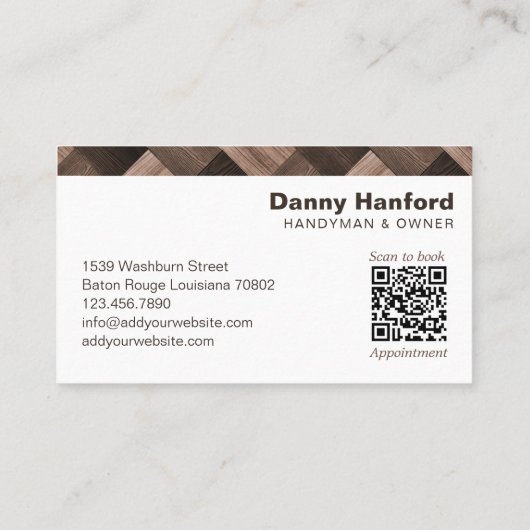 HaringBone Houtkorrel Handyman Gereedschap Aanneme Visitekaartje (Achterkant)