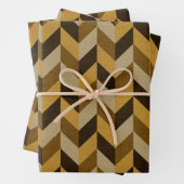 HaringBone patroon in gouden & bruin Inpakpapier Vel (In situ)
