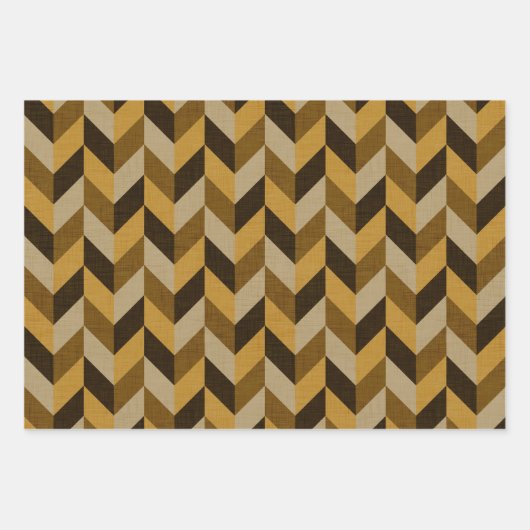 HaringBone patroon in gouden & bruin Inpakpapier Vel (Voorkant)