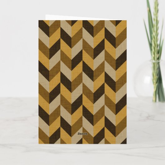 HaringBone patroon in gouden & bruin Kaart (Achterkant)