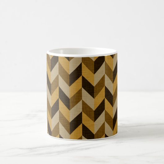 HaringBone patroon in gouden & bruin Koffiemok (Center)