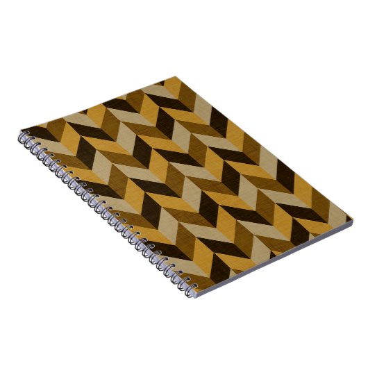 HaringBone patroon in gouden & bruin Notitieboek (Rechterzijde)
