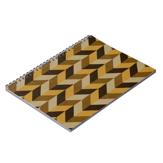 HaringBone patroon in gouden & bruin Notitieboek (Linkerzijde)