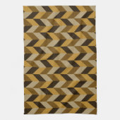 HaringBone patroon in gouden & bruin Theedoek (Verticaal)