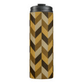 HaringBone patroon in gouden & bruin Thermosbeker (Voorkant)