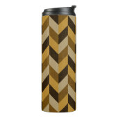 HaringBone patroon in gouden & bruin Thermosbeker (Gedraaid links)
