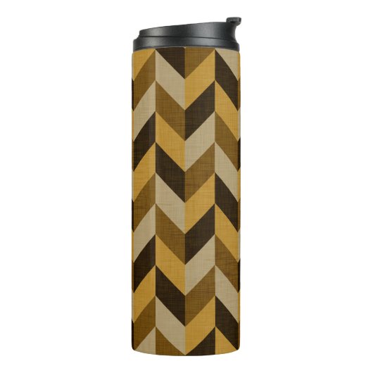 HaringBone patroon in gouden & bruin Thermosbeker (Gedraaid links)