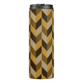 HaringBone patroon in gouden & bruin Thermosbeker (Achterkant)