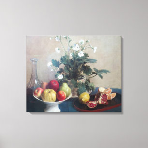 Haringhaai op fruit en karafel canvas afdruk