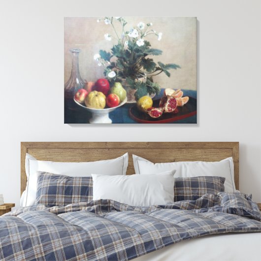 Haringhaai op fruit en karafel canvas afdruk (Insitu (Slaapkamer))