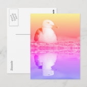 Haringmeeuw met grote reflectie over water briefkaart (Voorkant / Achterkant)