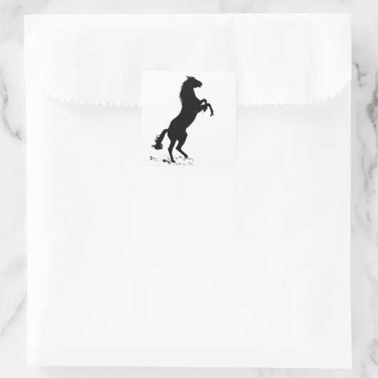 Haringpaard Silhouette Vierkante Sticker (Tas)