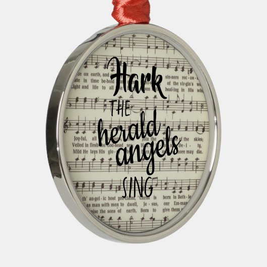 Hark, de Herald Angels Sing Metal Ornament (Rechts)