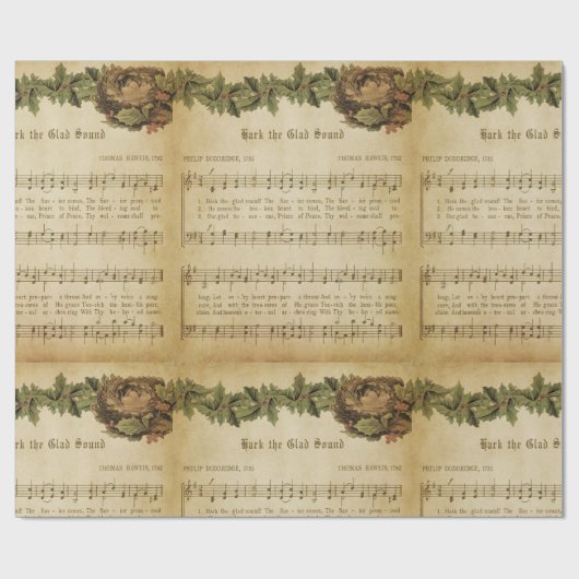 Hark het Manuscript van de Kerstak van het Geluid Cadeaupapier (Vlak)