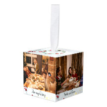 Hark hoort nu familie samen kubus ornament christ