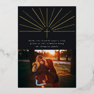 Hark The Herald Angels Folie Holiday Fotokaart Folie Uitnodiging