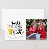 Hark the Herald Angels Sing Goud Folie Foto Feestdagenkaart (Voorkant / Achterkant)