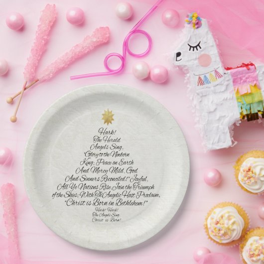 Hark the Herald Angels Sing-kerstboom Papieren Bordje (Feest)