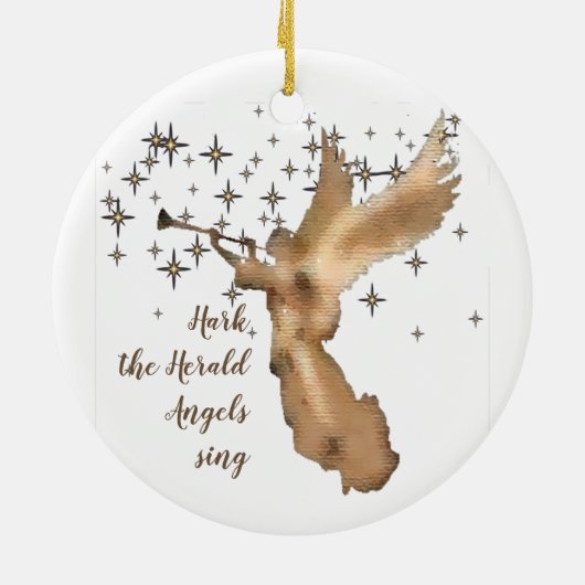 Hark the Herald Angels Sing Kerstmis Keramisch Ornament (Achterkant)