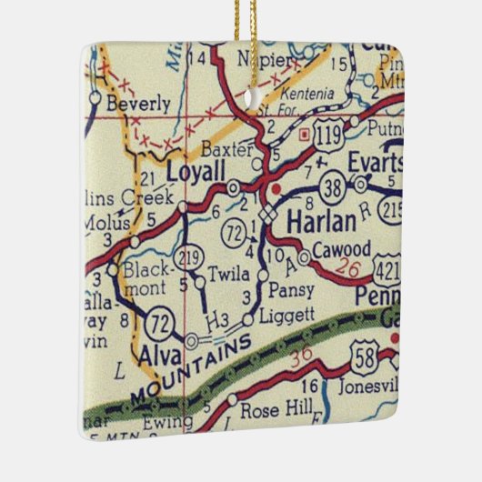 Harlan KY  Map Keramisch Ornament (Rechts)