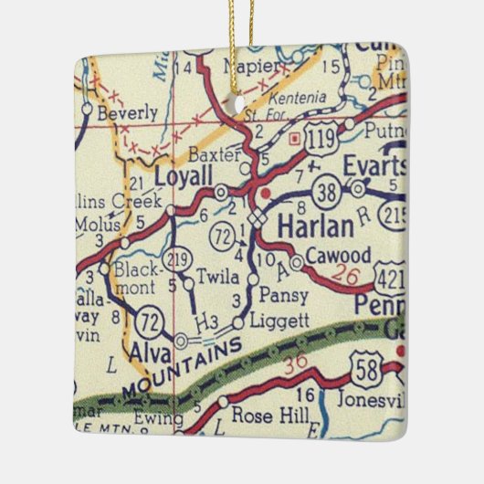Harlan KY  Map Keramisch Ornament (Links)