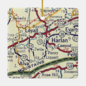 Harlan KY  Map Keramisch Ornament (Achterkant)