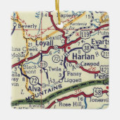 Harlan KY  Map Keramisch Ornament (Voorkant)
