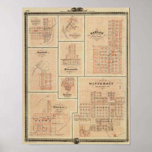 Harlan, Winterset, Exira, Milton, Oakfield Poster (Voorkant)