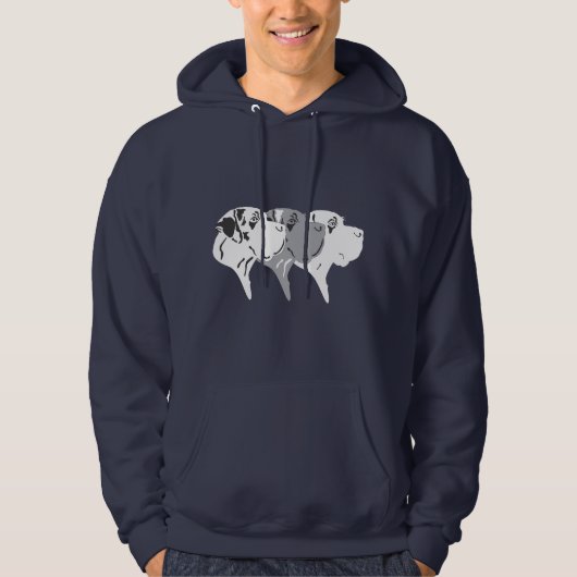 Harle Merle Witte Deense Doggen Hoodie (Voorkant)