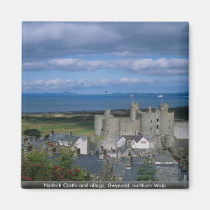 Harlech Castle en village, Gwynedd, Noord-Wale Magneet