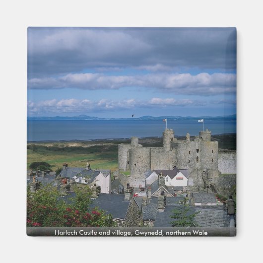 Harlech Castle en village, Gwynedd, Noord-Wale Magneet (Voorkant)